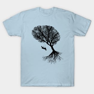 brain art, brain silouette with swing, tree branches shape of a brain T-Shirt